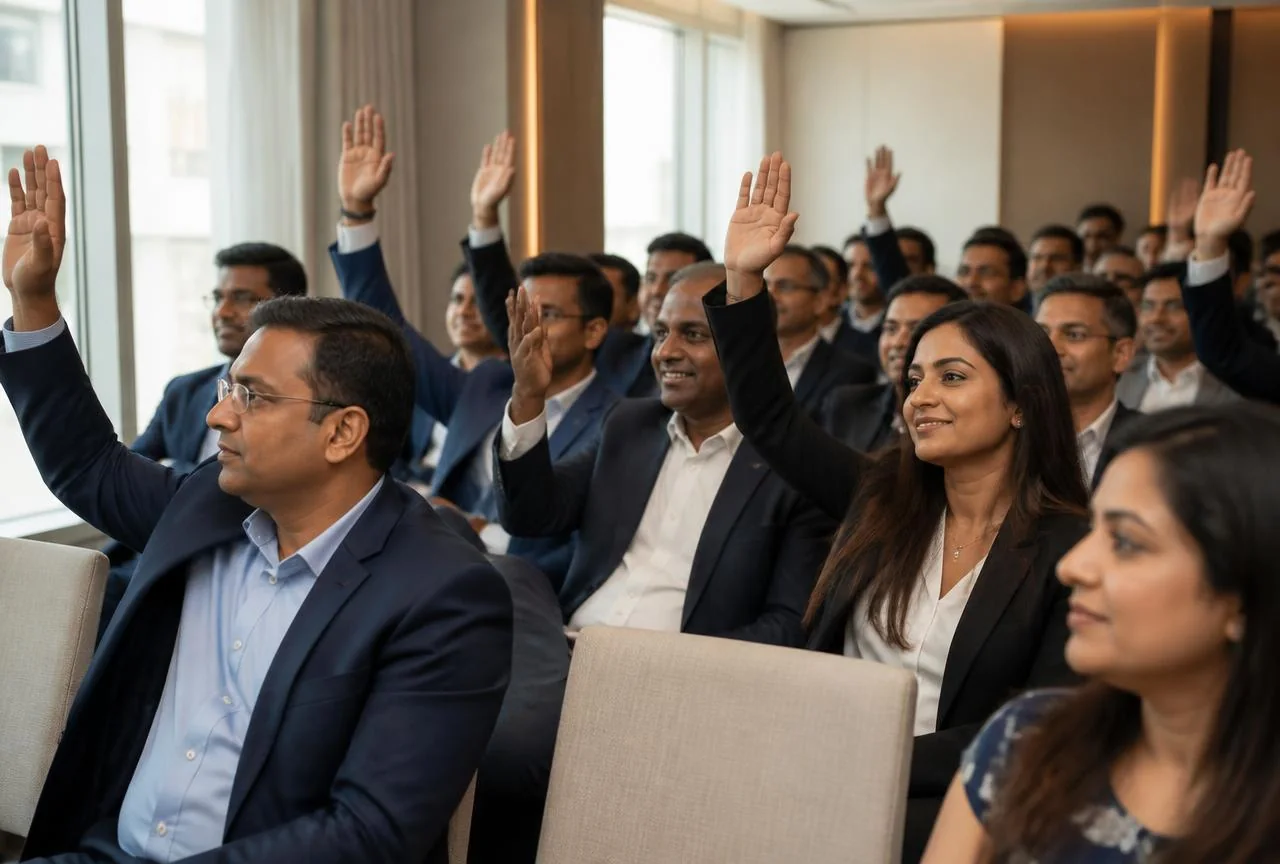 SICCI ordinary members voting with raised hands at a general meeting